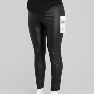 Isabel by Ingrid & Isabel Black High Gloss Maternity Leggings Size M